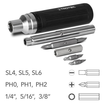 Antgalių rinkinys su atsuktuvu Trotec "9 in 1"
