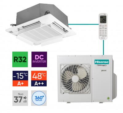 Kasetinių mono-split šildymo-kondicionavimo sistemų Hisense komplektai