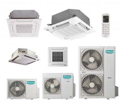 Kasetinių mono-split šildymo-kondicionavimo sistemų Hisense komplektai