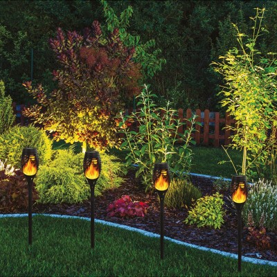 Saulės energija įkraunamas LED lauko šviestuvas su liepsnos efektu Olympia XL, 2 vnt