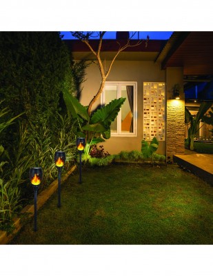 Saulės energija įkraunamas LED lauko šviestuvas su liepsnos efektu Olympia