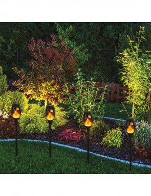 Saulės energija įkraunamas LED lauko šviestuvas su liepsnos efektu Olympia