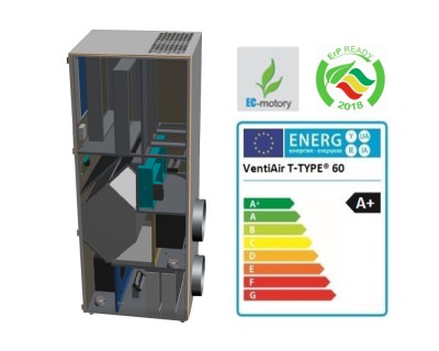 Sieniniai mini rekuperatoriai VentiAir T-TYPE