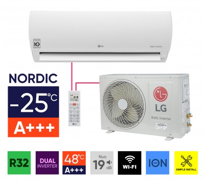 Sieninių mono-split šildymo-kondicionavimo sistemų LG Prestige Nordic komplektai